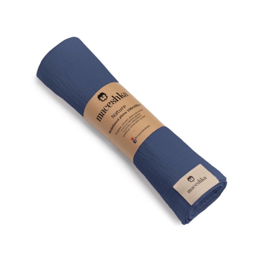 Mušelínová plena Maceshka Nature jednobarevná - Indigo.