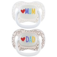 CANPOL BABIES Cumlík svietiaci silikónový symetrický LOVE MUM&DAD 0-6m 2ks - Cumlík LOVE MUM&DAD