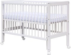 SCARLETT Detská postieľka KAMILA (borovica) vystužená bočnica - biela 120 x 60 cm biela 120 x 60 cm