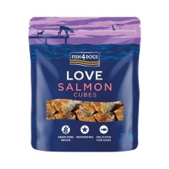 FISH4DOGS Pamlsky pre psov LOVE s lososom - kocky 85 g - s lososom - kocky 85 g