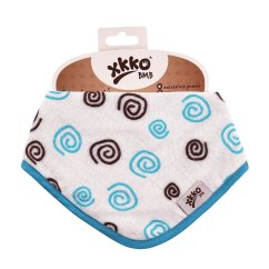 KIKKO Detský slintáčik bambusový Spirals&Bubbles BMB - Cyan Spirals