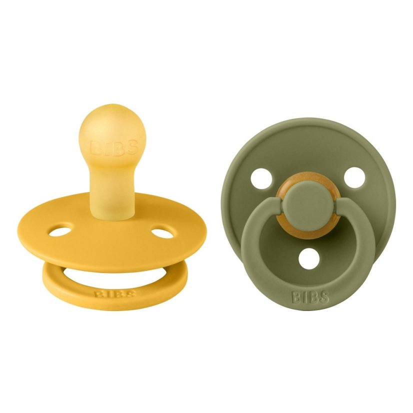 BIBS Colour Cumlíky z prírodného kaučuku 2ks - veľkosť 1 - Honey Bee / Olive