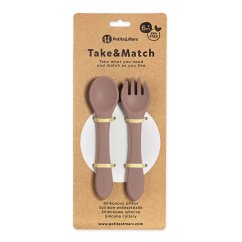 PETITE&MARS Silikónový príbor TAKE&MATCH 6m+ - Velvet Latte 6m+