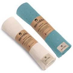 Mušelínová plena Maceshka Nature 2ks - Eukalyptus zlatý bodka+ Ecru.