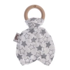 KIKKO hryzátko s lístkami Little Stars BMB - Silver