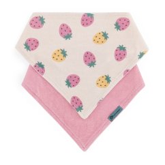 PETITE&MARS Bryndák bandana Luke 2 ks 3m+ - Béžové jahody a prachová ruža 3m+