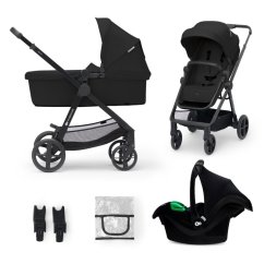 KINDERKRAFT Kočík kombinovaný 3v1 Newly + Autosedačka Mink PRO - Classic black + Mink PRO