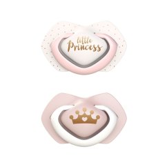 CANPOL BABIES Sada symetrických silikónových cumlíkov Light touch ROYAL BABY - 0-6m ružová