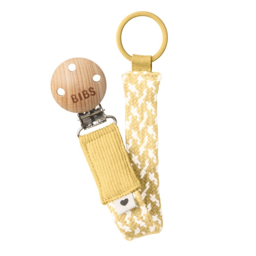 BIBS Paci Braid klip na dudlík - pale butter / ivory