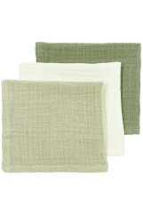 MEYCO Mušelínová plena/žínka 3 ks - Natural/soft olive/olive green