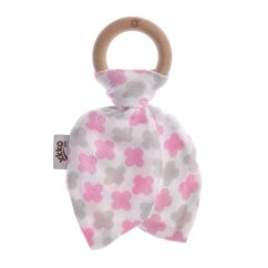 KIKKO Kousátko s lístky Scandinavian BMB - Baby Pink Cross