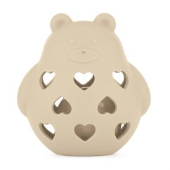 PETITE&MARS Silikónová hračka s hrkálkou Medvedík Basil 0m+ - Púštna piesok 0m+