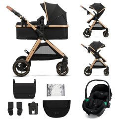KINDERKRAFT Kombinovaný kočárek 3v1 Esme Pro - Pure Black