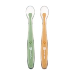 PETITE&MARS Silikónové lyžičky s puzdrom, sada 2 ks, Take&Match 6m+ - Ochre 6m+