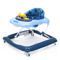 BABY MIX Detské chodítko s volantom a silikónovými kolieskami - tmavomodrá