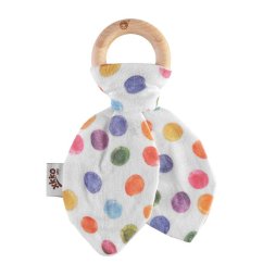 KIKKO Kousátko s lístky Digi BMB - Watercolour Polka Dots-KIKKO Miminko hryzátko s lístkami Digi BMB - Akvarelové bodky.