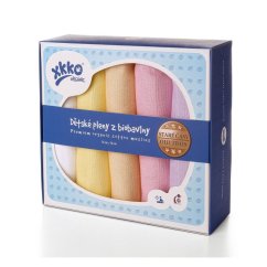 KIKKO Detské plienky z biobavlny XKKO Organic 70x70cm Staré časy, 5 ks - Pastels for Girls.