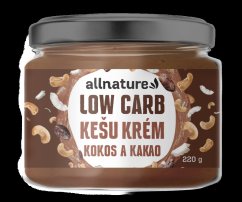 ALLNATURE Kešu krém LOW carb - kokos a kakao 220 g - Kešu krém LOW carb - kokos a kakao 220 g
