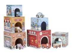 LITTLE DUTCH Stohovacie kocky s autíčkami - Stohovacie kocky s autíčkami