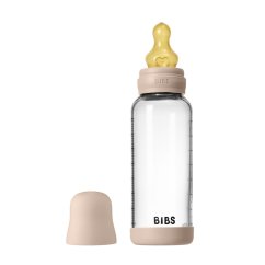 BIBS antikoliková skleněná fľaša s kaučukovou cumlíkom 240ml - Blush