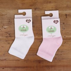 Ponožky Kitikate 12-18m, 2 páry - ecru/růžová