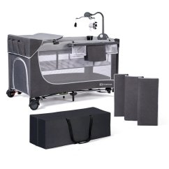 KINDERKRAFT Cestovná postieľka Leody Premium - Leody Grey, Premium