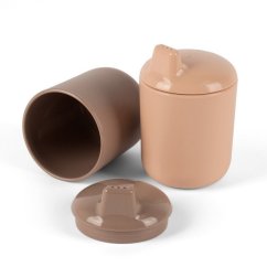 DANTOY Tiny Bio hrníčky s víčkem 2ks 0m+ - Nude/Mocca 2ks