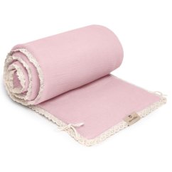 Mušelínový mantinel Maceshka Nature s ozdobným okrajem, krajka - Rose Blush.