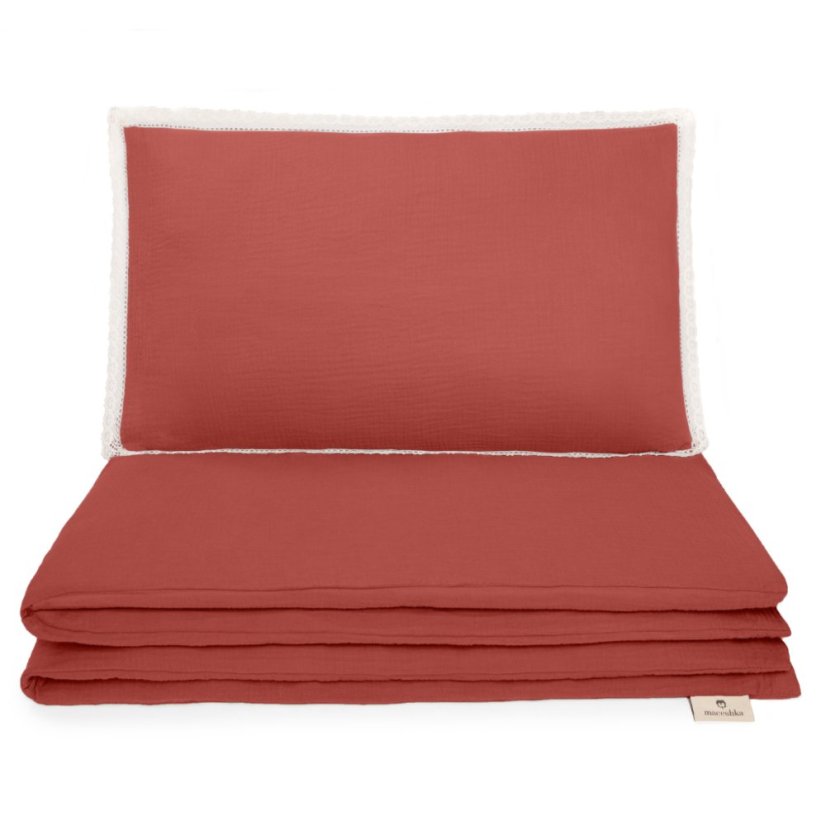 Mušelínové povlečení Maceshka Nature s ozdobným okrajem - Tomette, krajka.