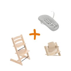 STOKKE Akčný set Tripp Trapp® High Chair Bundle + Tripp Trapp® Newborn Set - Naturel + Natural + Grey