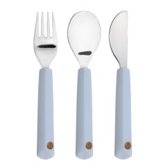 LÄSSIG Detský príbor Cutlery with Silicone Handle 3ks - Smile modrá obloha