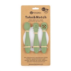 PETITE&MARS Set 3 ks silikónových tréningových lyžičiek Take&Match 6m+ - Sweet Pea  6m+