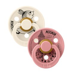 BIBS x Moomin Colour Cumlíky z prírodného kaučuku 2ks - vel. 1 - Little My Ivory / Dusty Pink