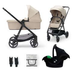 KINDERKRAFT Kočík kombinovaný 3v1 Newly + Autosedačka Mink PRO - Sand beige + Mink PRO