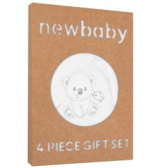 NEW BABY 4-dielna kojenecká súpravička do pôrodnice Sweet Bear - vel. 56 biela