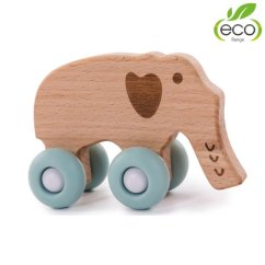 BO JUNGLE Drevená hračka B-WOODY - Elephant Pastel Blue