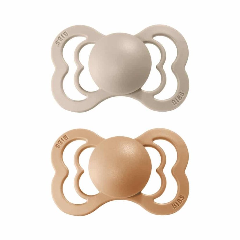 Bibs Supreme Dudlíky vel. 1 ze silikonu 2 ks - Vanilla / Peach
