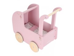 LITTLE DUTCH Drevený kočík pre bábiky s perinkou Pink - Pink