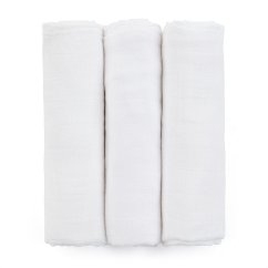 PETITE&MARS Sada plienok bambusová mušelínová 3ks Moussy  68 x 68 cm - Total White, 68 x 68 cm.