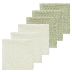 MEYCO Sada žínek Popcorn 6ks (30x30) - Natural/soft olive