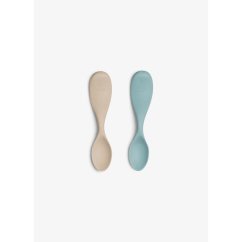 CITRON Silikónové lyžičky - krátke, 2ks - Pastel Turquoise/ Beige