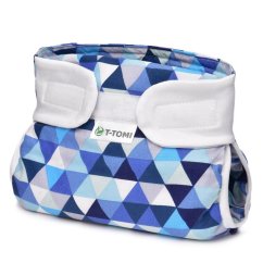 T-TOMI Ortopedické abdukčné nohavičky - suchý zips (5-9kg) - Modré trojuholníky.
