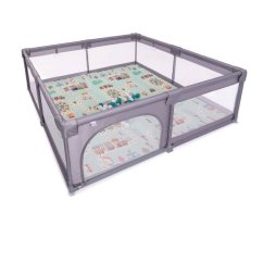 BABYGO Ohrádka Playpark s matrací 150cm x 180cm - Šedá s matrací