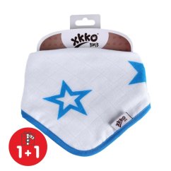 KIKKO Detský slintáček bambusový Stars BMB - Cyan Stars