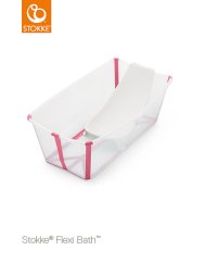 STOKKE® Flexi bath® Skládacia vanička + lehátko do vaničky - Transparentná ružová.