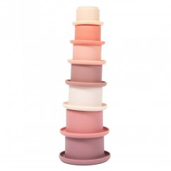 BO JUNGLE Silikónové stohovacie poháriky do vody - Lovely Pink