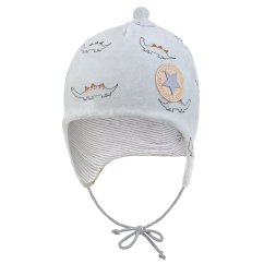 Little Angel Čepice NICKI Outlast® - sivá-dino - Veľkosť: 0 | 33-35 cm.