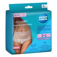 CANPOL BABIES Jednorazové poporodné nohavičky s vložkou 2v1 5ks - S/M 5ks