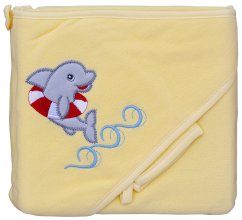 Froté ručník - Scarlett delfín s kapucí - žltá.