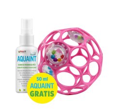 OBALL Hračka Oball RATTLE 10 cm 0m+AQUAINT 100% ekologická čisticí voda 50 ml - Dark Pink